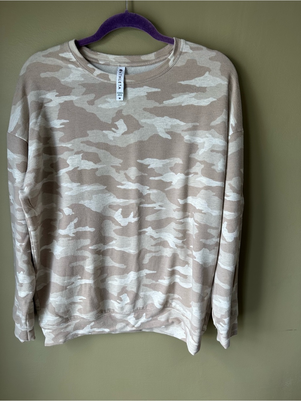 Athleta Beige & Cream Camo Crewneck Sweatshirt